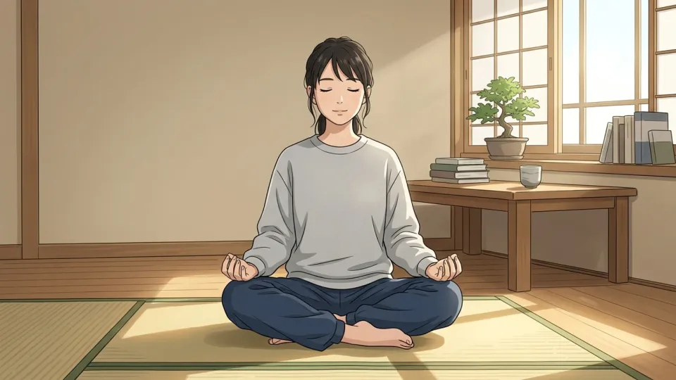 精神的な健康を整えるために瞑想をする女性