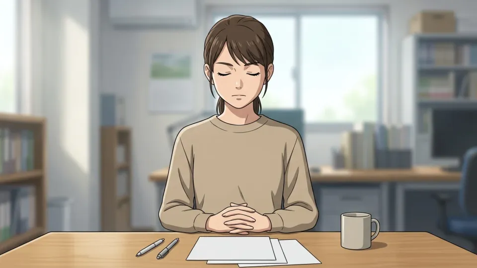 プレゼンに向けて心の中で準備をする女性