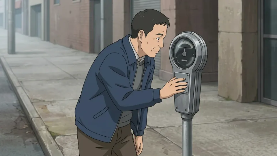 駐車メーターを見る男性