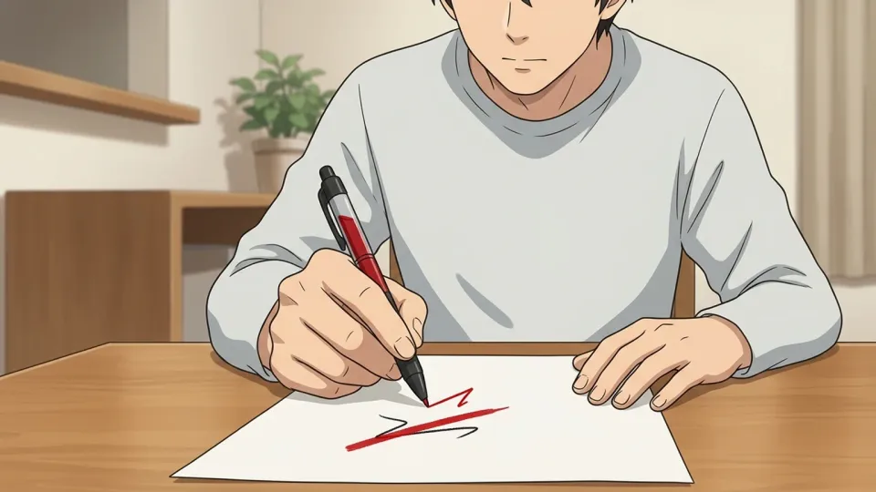 報告書を修正する男性