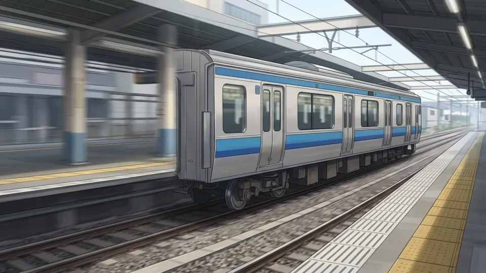 駅を出発して動いている列車