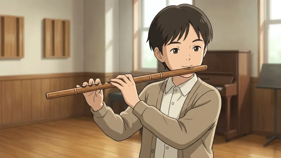 学校で楽器を演奏する子供