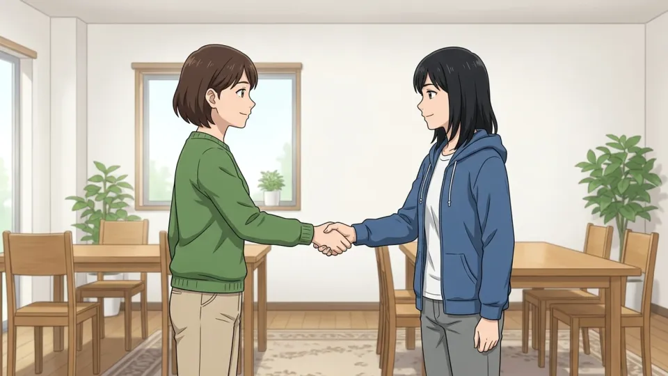 合意して握手をする2人