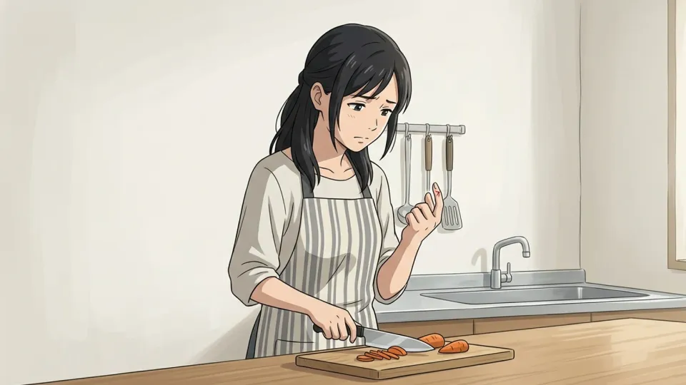 料理中に指を切ってしまった人物