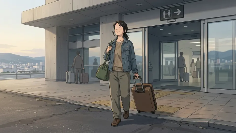 母国へ帰る女性