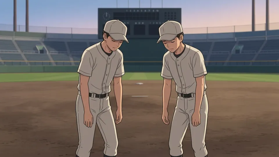 試合に負けてがっかりしている選手たち