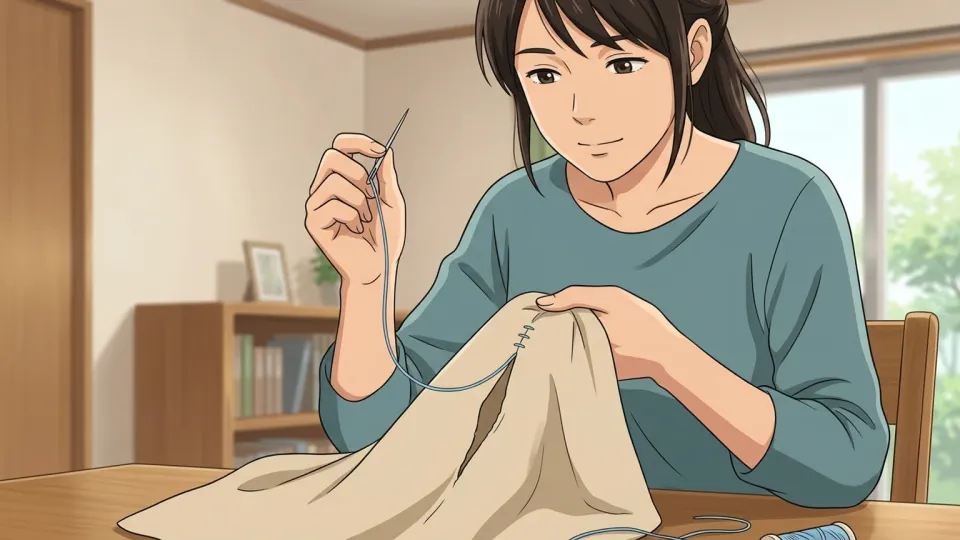 布を縫っている針