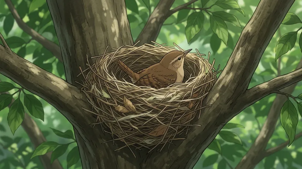 木の上に作られた鳥の巣