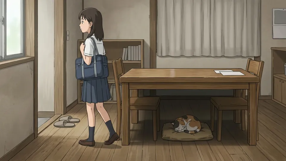 テーブルの下の猫に気づかない人