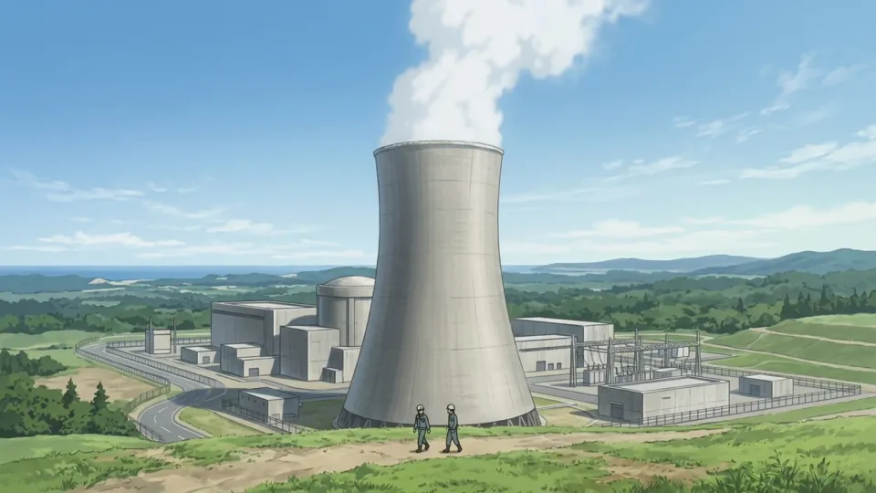 原子力発電所の冷却塔のイラスト