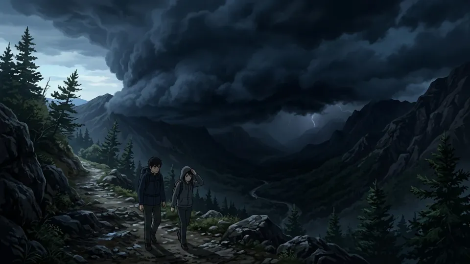 谷の上に立ち込める不吉な暗雲