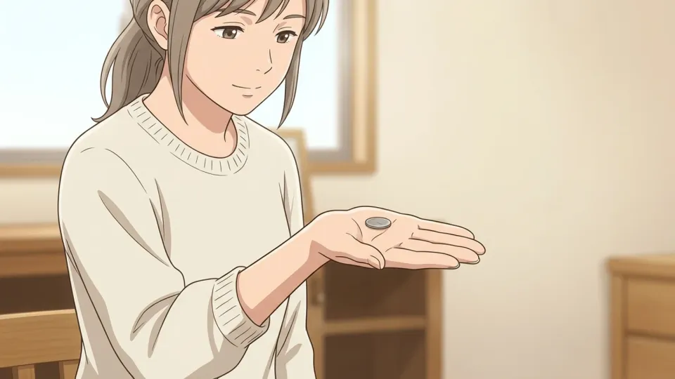 手のひらに乗った硬貨