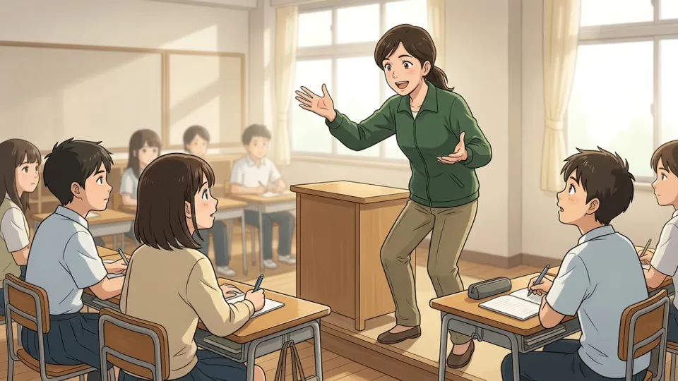 生徒に熱心に教える情熱的な教師