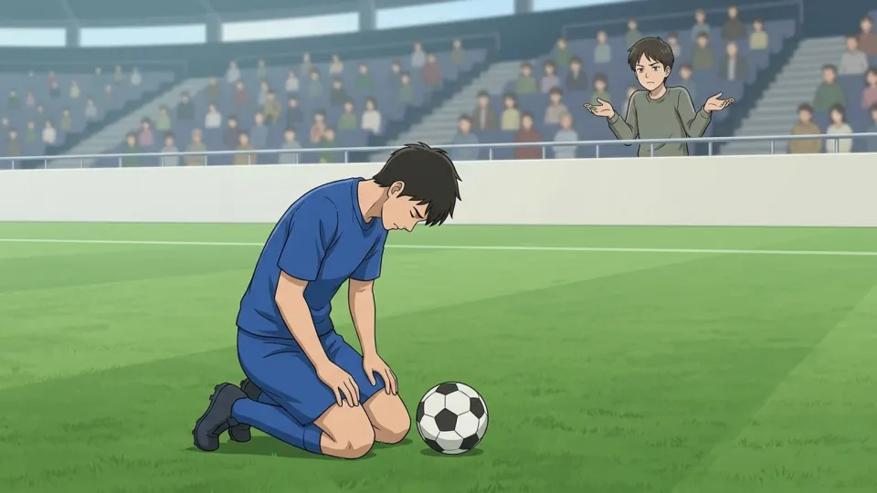 試合でミスをして座り込む選手