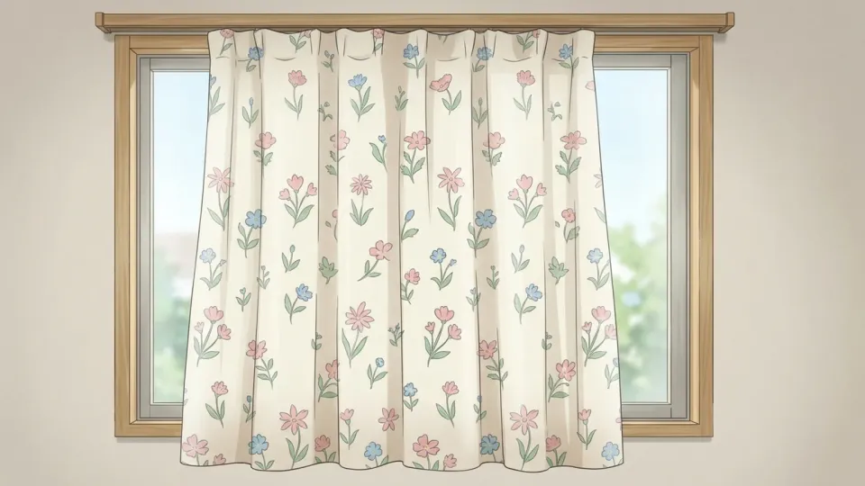 カーテンに描かれた花柄の模様