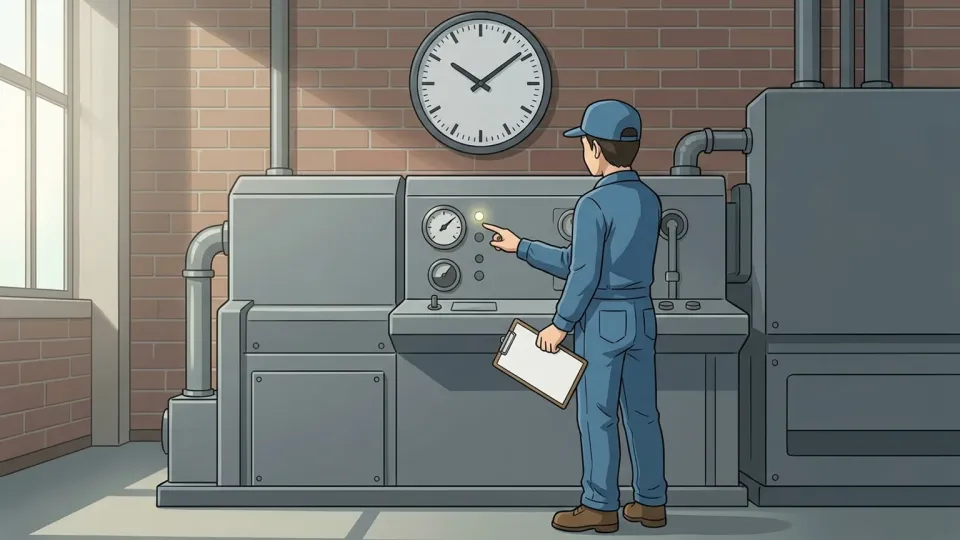工場で定期的な点検を行っている作業員