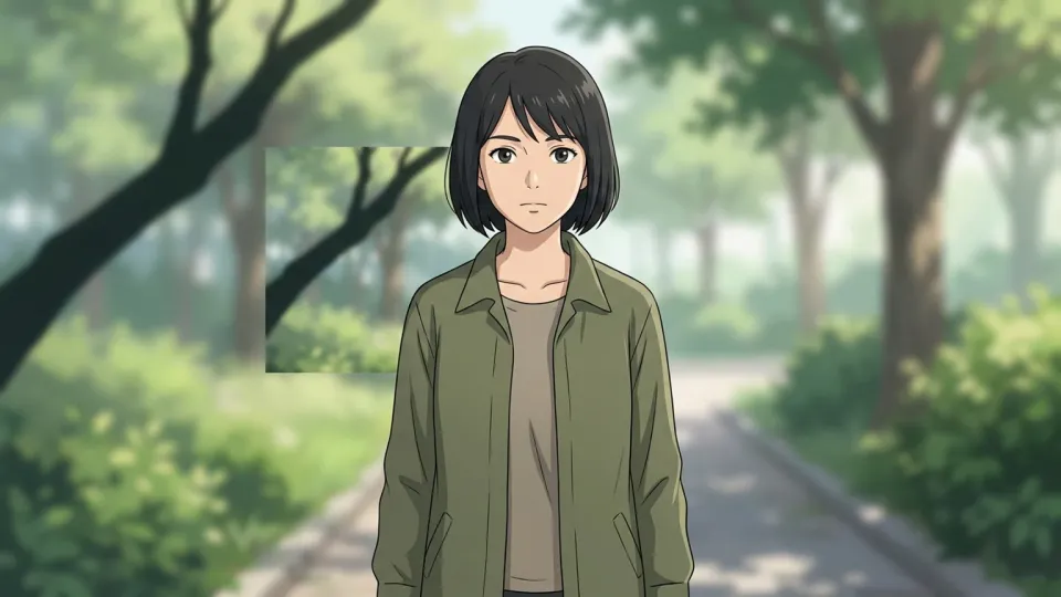 女性の周辺視野に影が入る様子