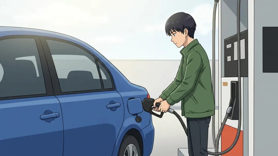 車にガソリンを給油している様子