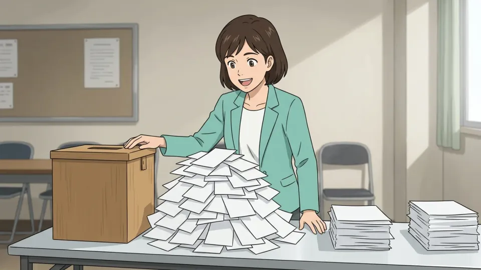多数の票を獲得した候補者を示すイラスト