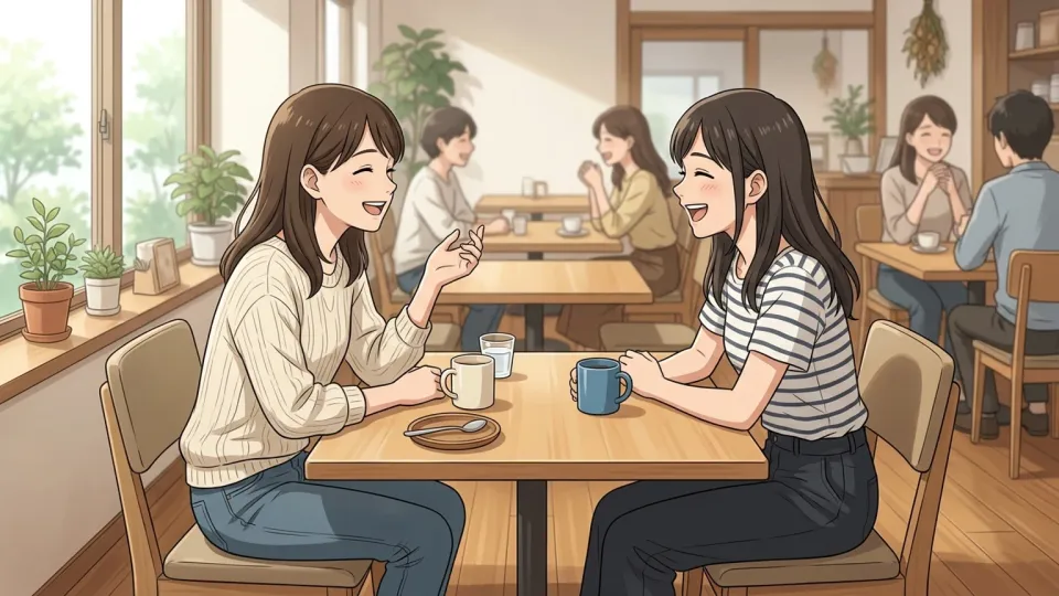 地元の学生で賑わうカフェの店内