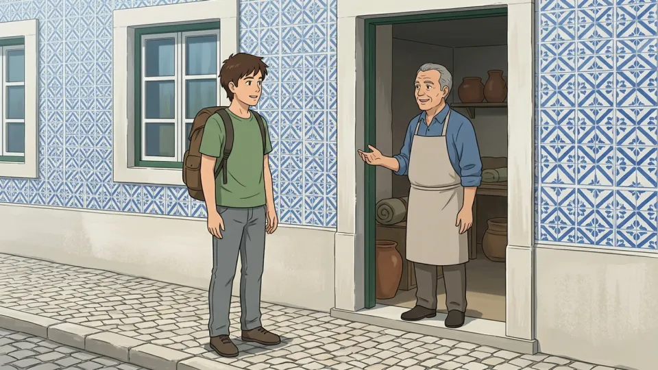 机で本を開いて学習している男性