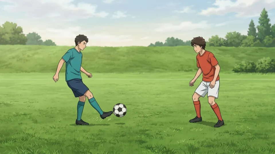 サッカーの練習をする選手たち