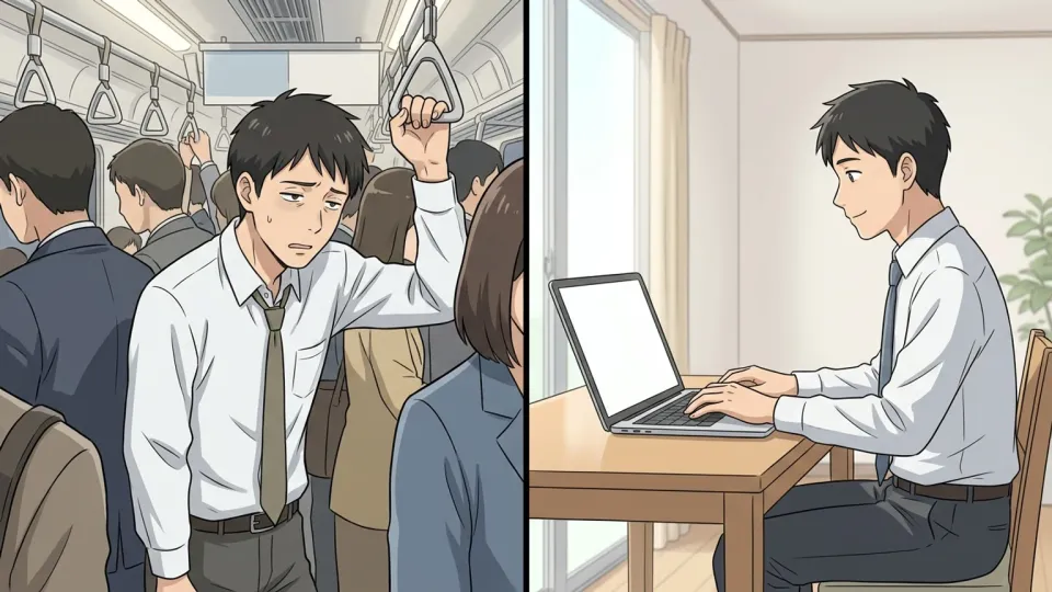 自宅で快適に仕事をする人