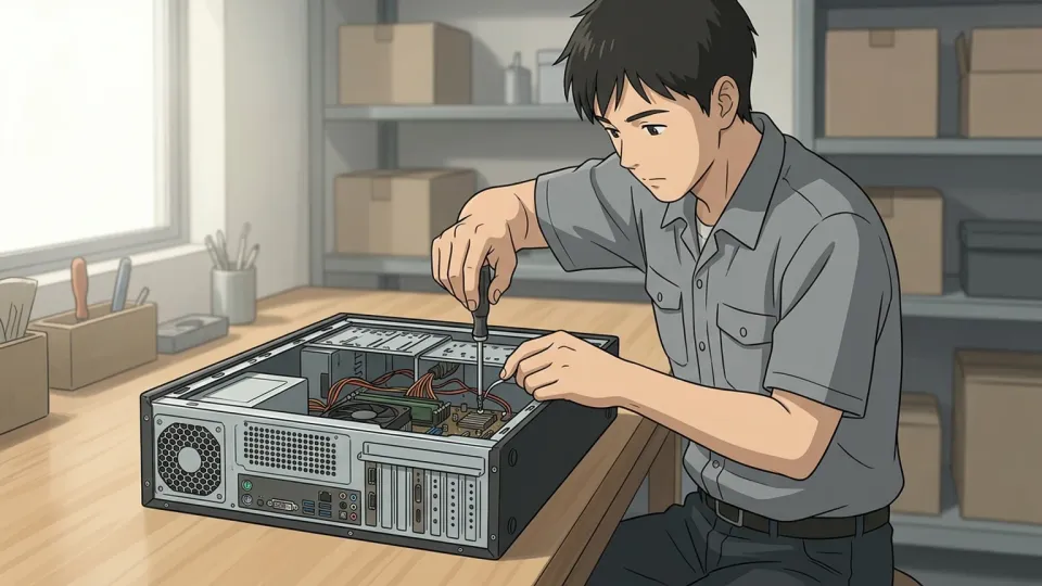 コンピューターの修理に熟達した技術者
