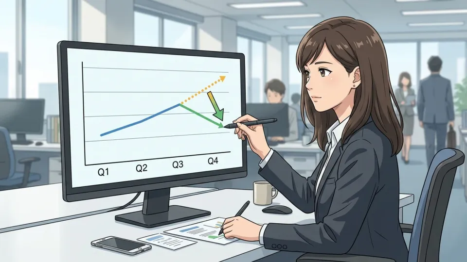 分析担当者が第4四半期の売上予測を下方修正している