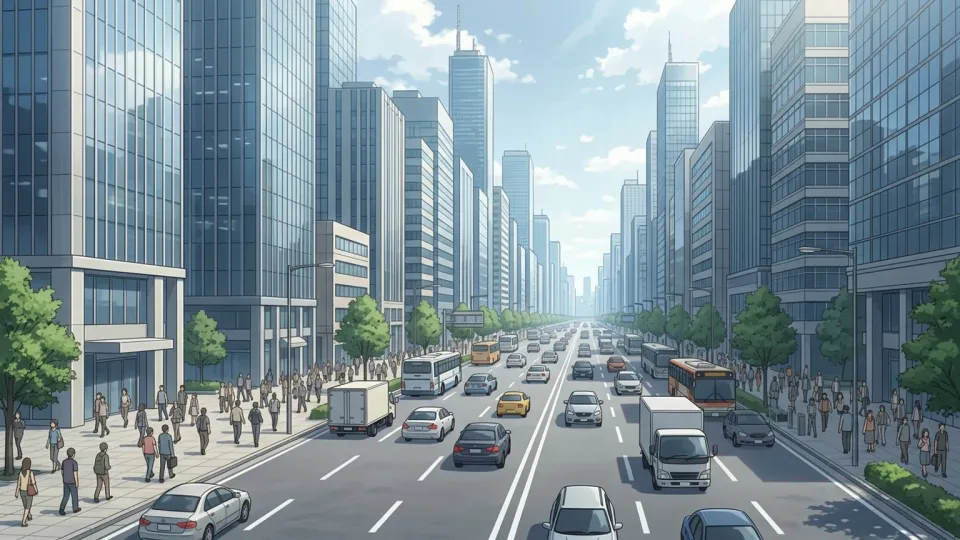 活気と繁栄に満ちた現代の都市の風景