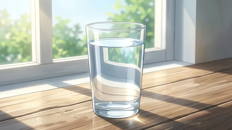 透明なコップに入った純粋な水
