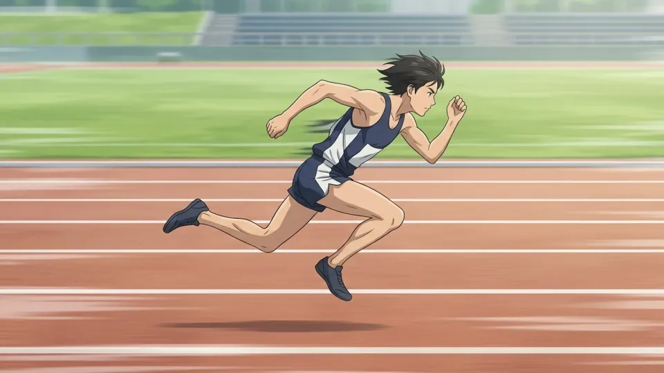 トラックを速く走るランナー