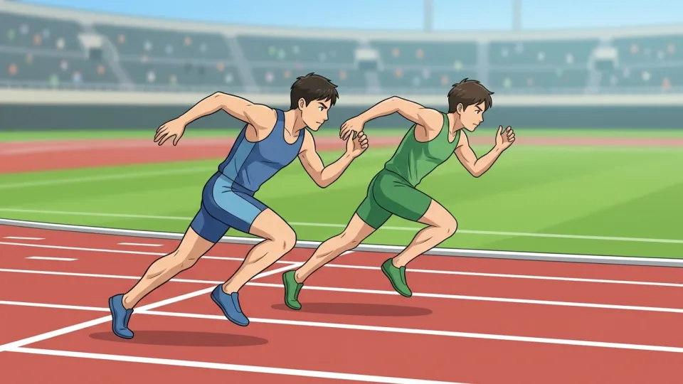 陸上競技場でスタートするランナーたち