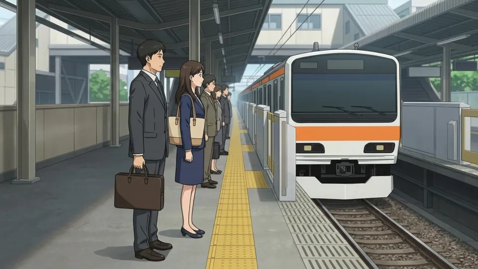 通勤客が鉄道で移動する様子