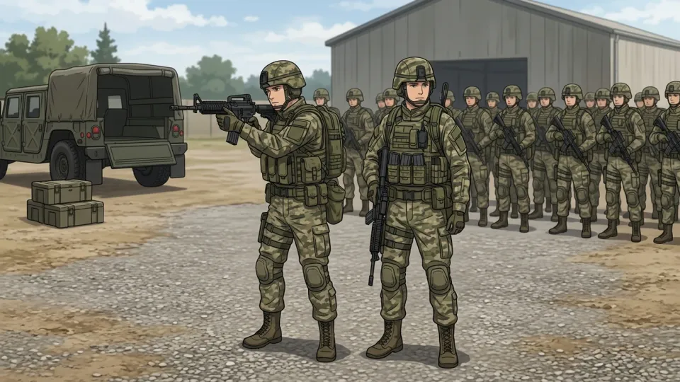 完全装備で整列する兵士たち