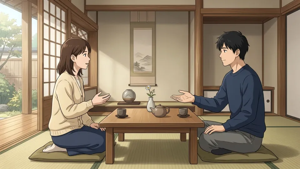 落ち着いて対話をする二人の人物