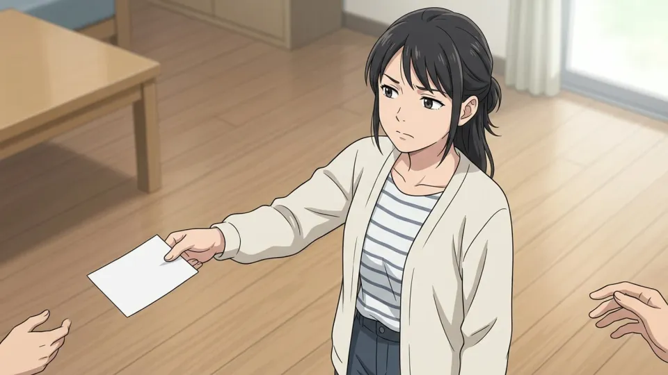 不本意そうに手伝う女性
