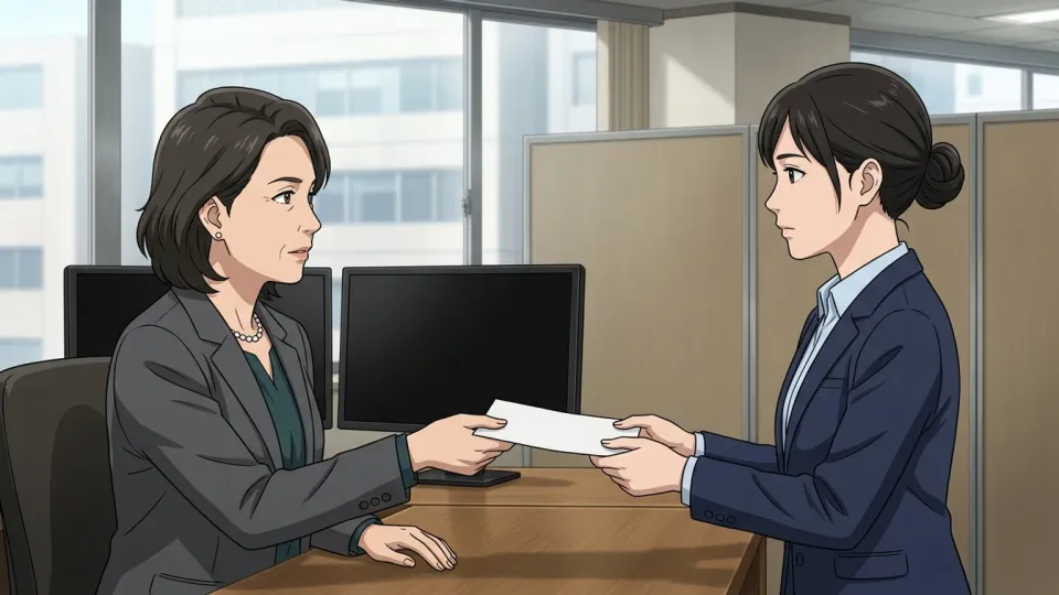 人事担当者に辞表を提出する部長