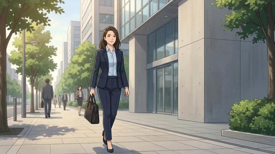 オフィスに戻る女性