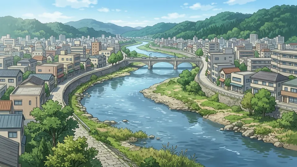 街の中心を流れる大きな川
