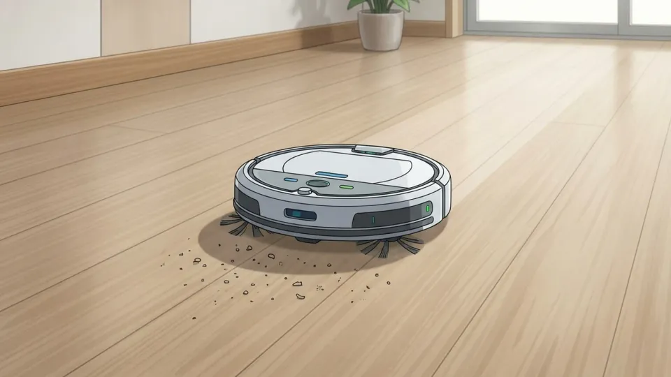 床を掃除して移動する小型のロボット