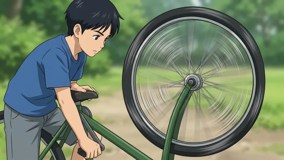 軸を中心に高速で回転する車輪のイラスト