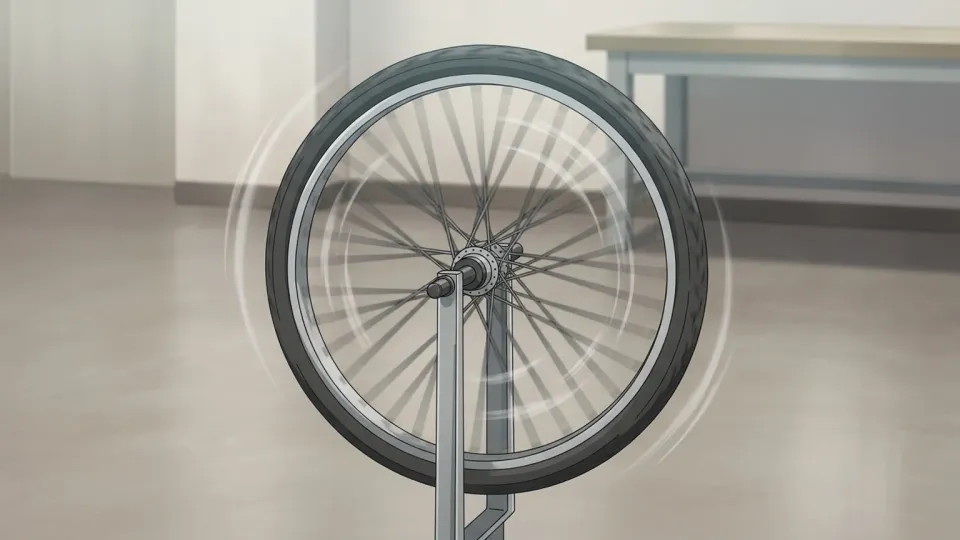 車輪が軸を中心に滑らかに回っている様子
