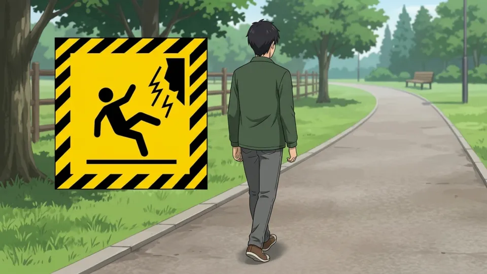 警告を無視する男性のイラスト