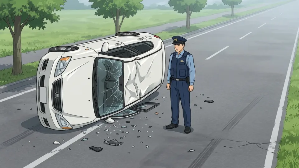 事故現場に到着した警察官