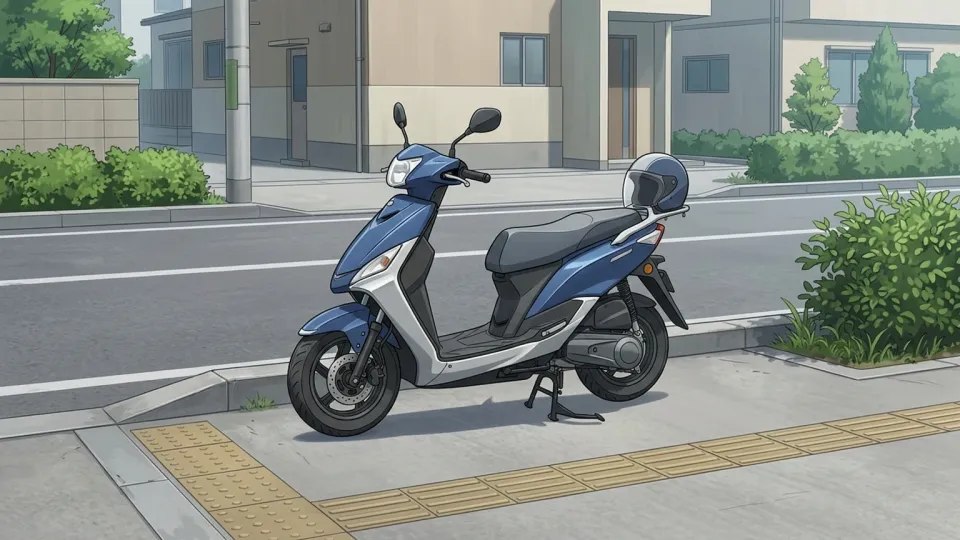 道路脇に停められたスクーター