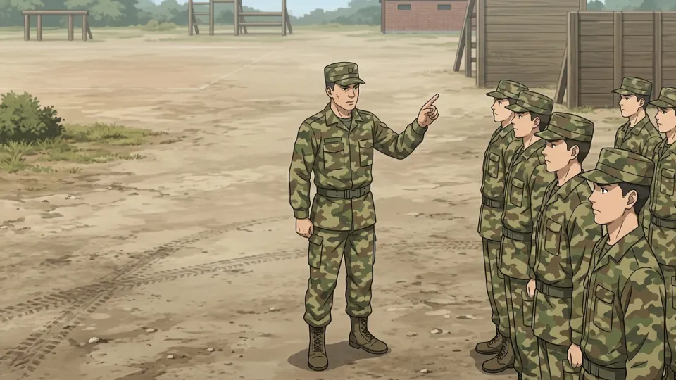 新兵に指示を出す軍曹