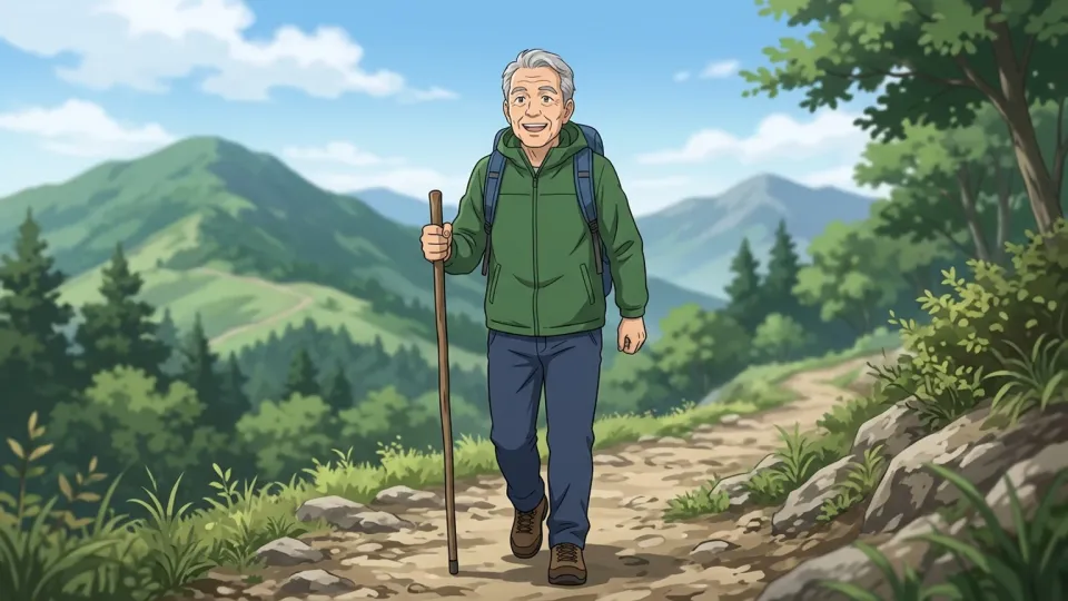 70代の活発な男性のイラスト