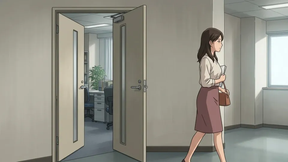 鍵をかけ忘れたオフィスドア
