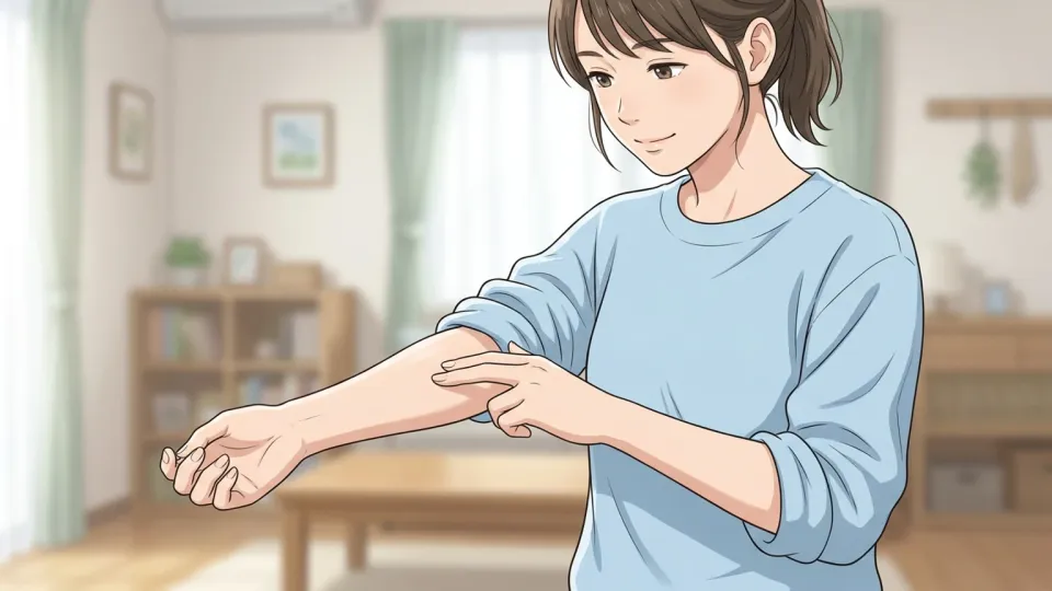 柔らかい肌に触れる女性